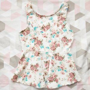 Painted Threads Floral Peplum Tank Top Blouse S